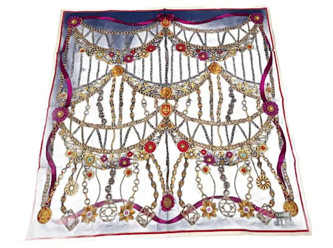 Céline Sciarpa Barocca Vintage Celine Parigi Blu Navy