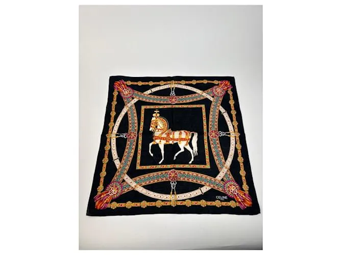Céline Sciarpa barocca vintage Celine oro nero