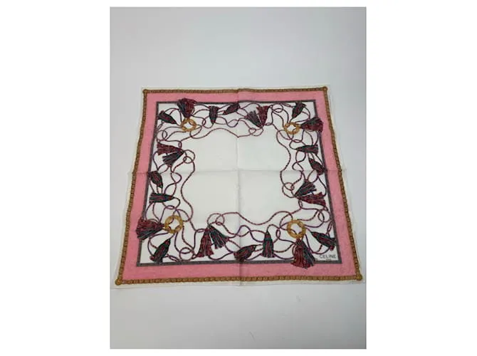 Céline Sciarpa vintage Celine bianca e rosa