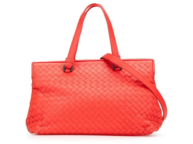 Borsa a mano Intrecciato in nappa rossa di Bottega Veneta Rosso