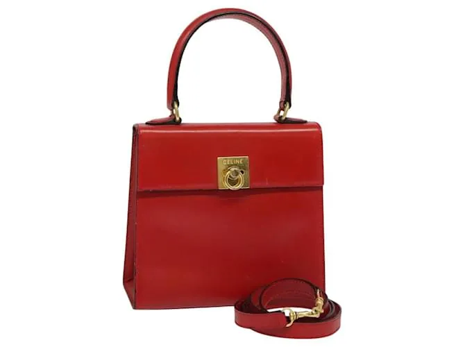 Céline Borsa a mano CELINE in pelle 2 vie rossa oro Auth 127535 Rosso D'oro