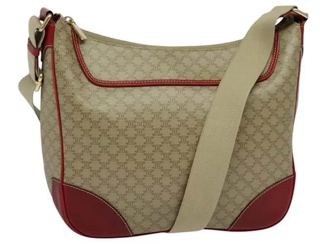 Céline Borsa a Spalla in Tela Macadam CELINE Beige Oro Auth 125691 D'oro