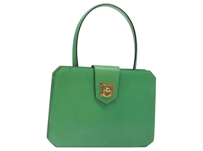 Céline Borsa a mano CELINE in pelle verde oro Auth 127658 D'oro