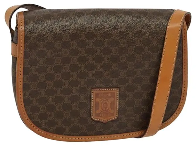 Céline Borsa a spalla in tela Macadam CELINE in pelle PVC marrone oro Auth BA3416 D'oro