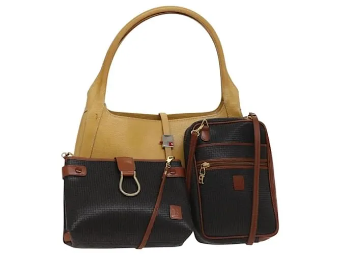 BALLY Borsa a Spalla in Pelle PVC 3Set Beige Nero Auth bs26746