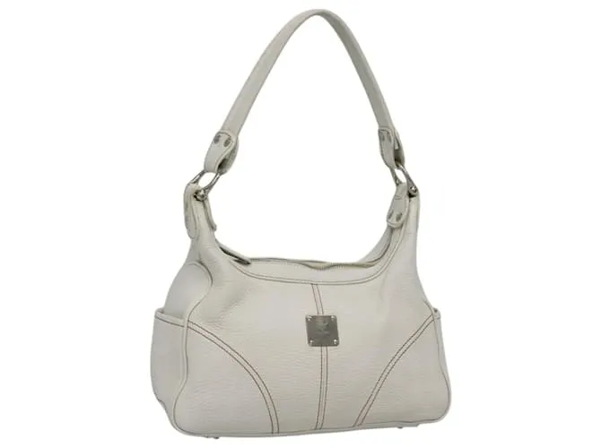 Borsa a Spalla MCM in Pelle Bianca Argento Autentica 129389 Bianco