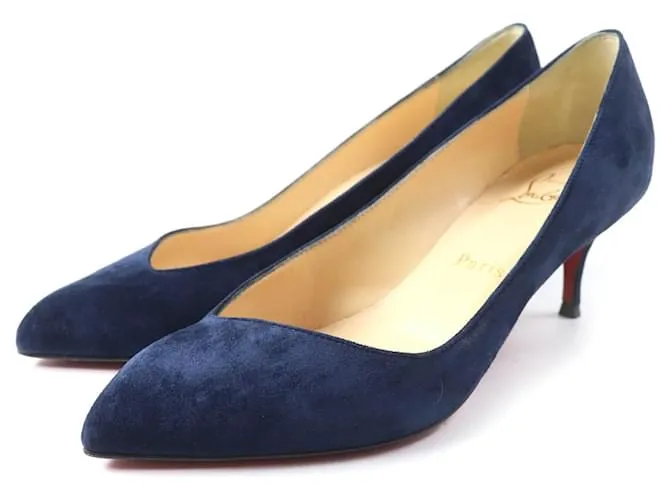 Pumps in pelle scamosciata Christian Louboutin blu navy