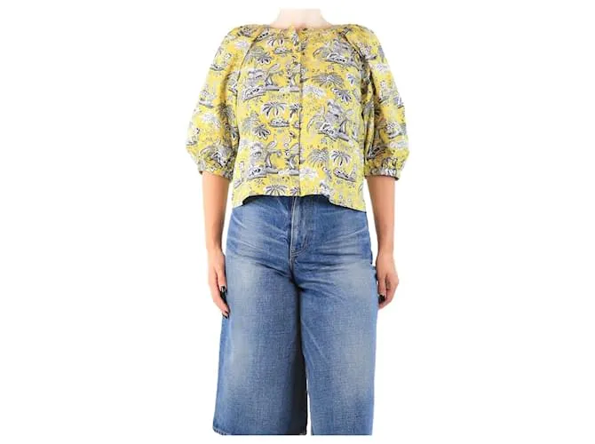 Staud Top giallo a maniche a sbuffo stampato - taglia M
