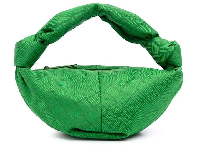 Borsa a doppio nodo mini jacquard intrecciato verde Bottega Veneta