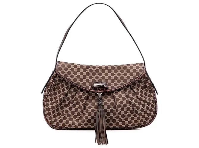 Céline Borsa a Spalla in Tela Macadam Celine Brown Marrone Marrone scuro