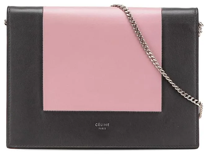Céline Portafoglio in pelle rosa Celine con catena Nero