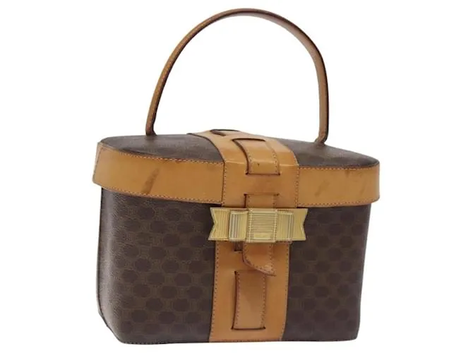 Céline Borsa a mano in tela Macadam CELINE in pelle PVC marrone oro Auth 127627 D'oro