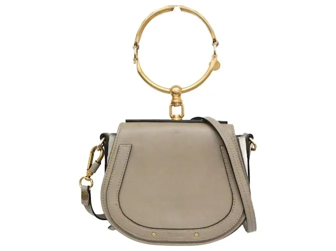 Borsa in pelle e suede grigia Chloé Nile Grigio