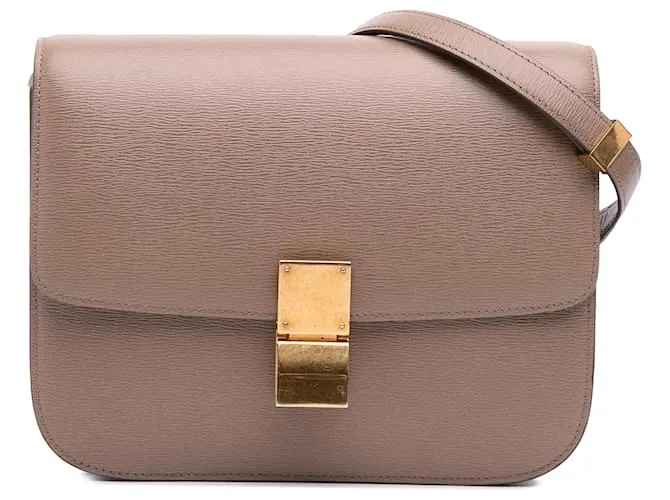 Classic Box Céline Celine Marrone Medio Liege Pelle di Vitello Classica Carne