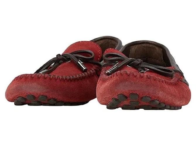 Scarpe da guida Louis Vuitton in pelle scamosciata Marrone Rosso