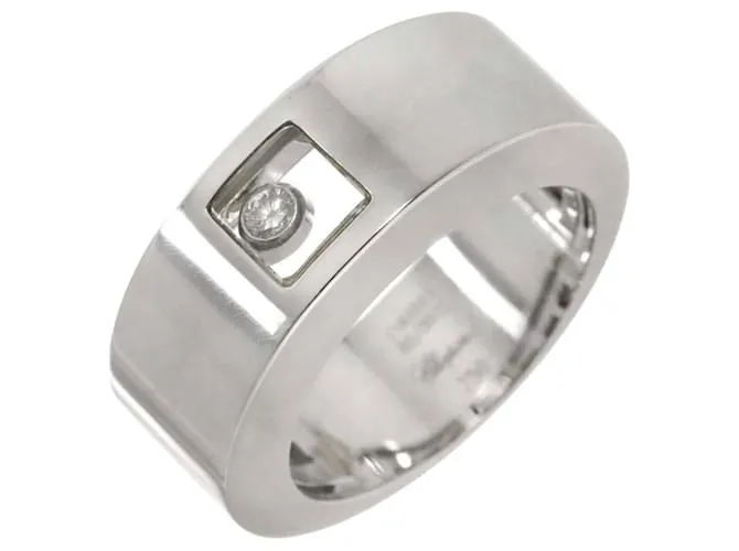 Anello quadrato Happy Diamond di Chopard in oro bianco 18K D'oro