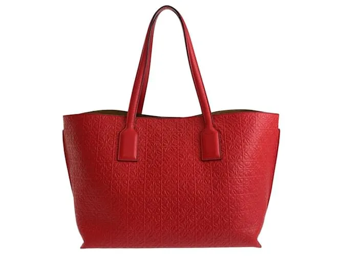 Borsa tote in pelle rossa Loewe Repeat Anagram Rosso