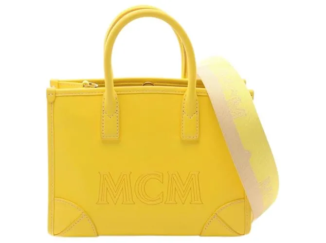 Borsa Tote MCM Munich in pelle gialla Giallo