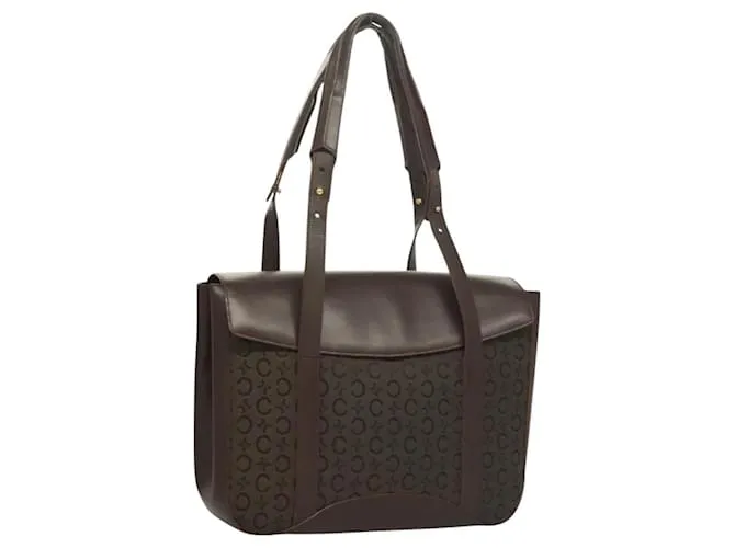 Céline Borsa a mano in tela Macadam Celine C marrone oro Auth SW992 D'oro