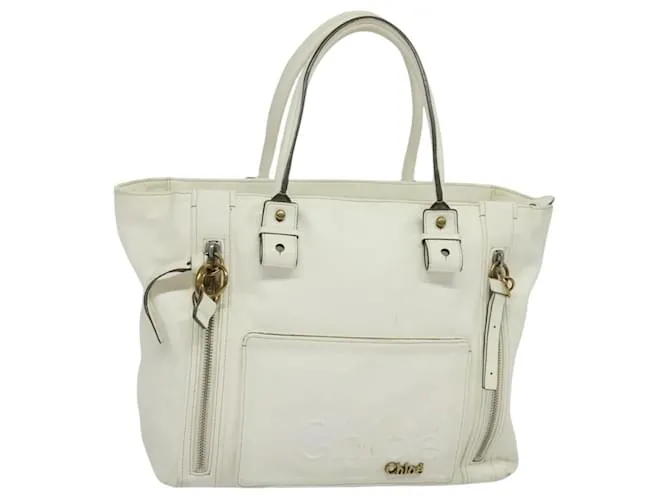 Chloé Borsa tote in pelle Chloe Eclipse bianca e oro Auth bs27211 Bianco D'oro