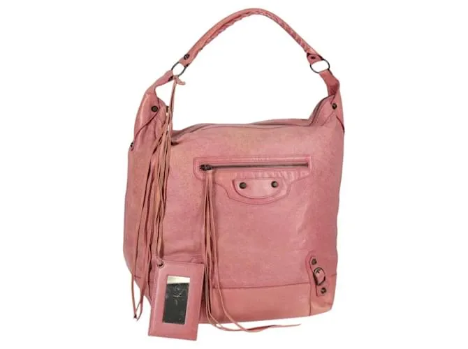 BALENCIAGA Borsa a Spalla The Day in Pelle Rosa 292954 Auth sw901V