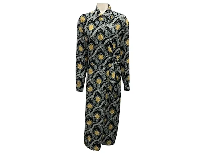 Abito midi avvolgente stampato nero multi Etro 2024