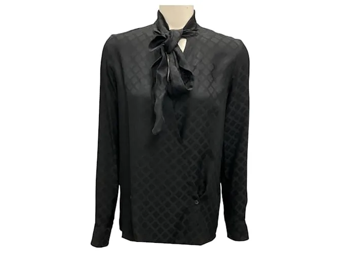 Camicia colletto in seta jacquard nera Etro 2024 Nero