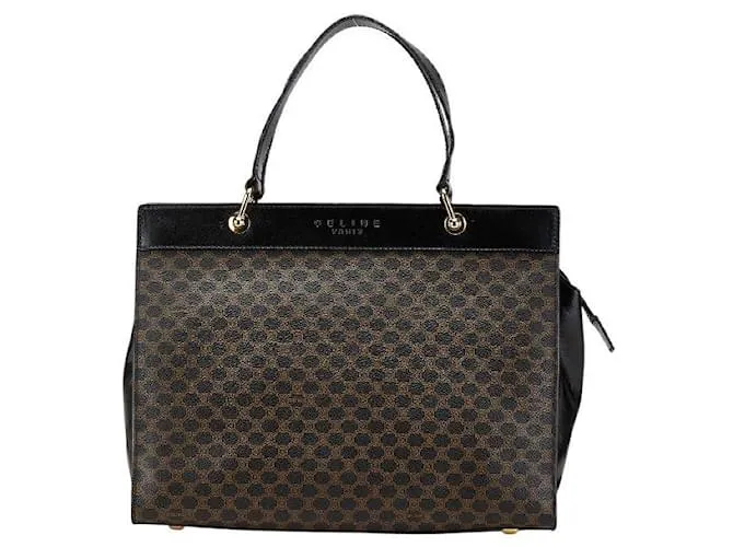 Céline Borsa a mano in PVC Celine Macadam Marrone Nero