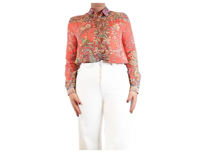 Etro Camicia stampata paisley corallo - taglia UK 14 Rosa