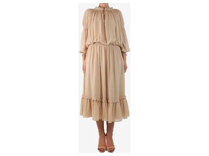 Céline Abito midi in chiffon pesca - taglia UK 8 Arancione