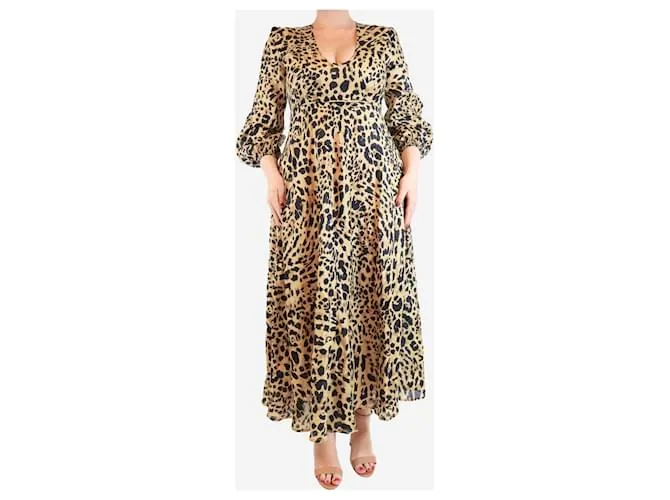 Zimmermann Abito maxi a stampa leopardata marrone - taglia UK 12