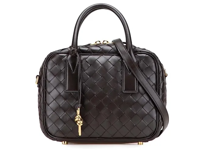 Bottega Veneta Borsa da viaggio Intrecciato in agnello marrone piccola Marrone scuro