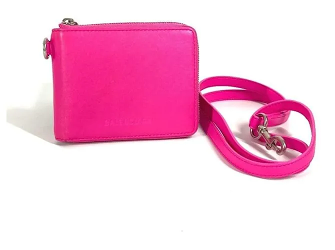 Portafoglio bi-fold in pelle rosa Balenciaga