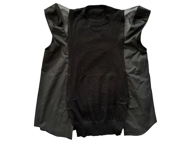 Top in maglia nera Sacai Nero