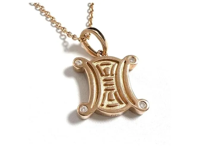 Céline Pendente Collana Celine K10 Oro Rosa Madakam