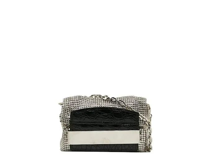 Borsa a spalla con catena in pelle di coccodrillo Jimmy Choo Nero Argento