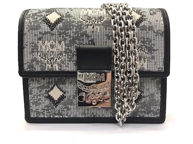 Portafoglio MCM con catena a tracolla Marrone