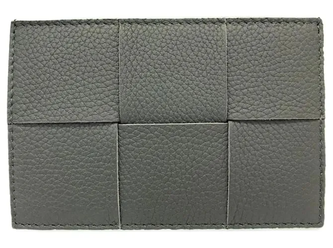 Portacarte da visita in pelle di vitello Intrecciato Bottega Veneta Marrone Verde