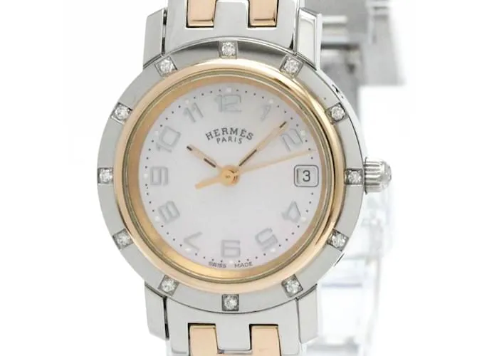 Hermès Orologio al quarzo Hermes Clipper Diamante Rosa MOP