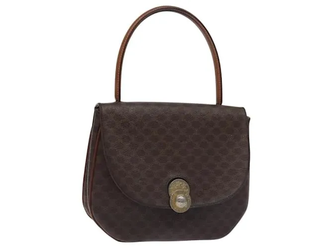 Céline Borsa a mano in tela Macadam CELINE in pelle PVC marrone oro Auth 130918 D'oro