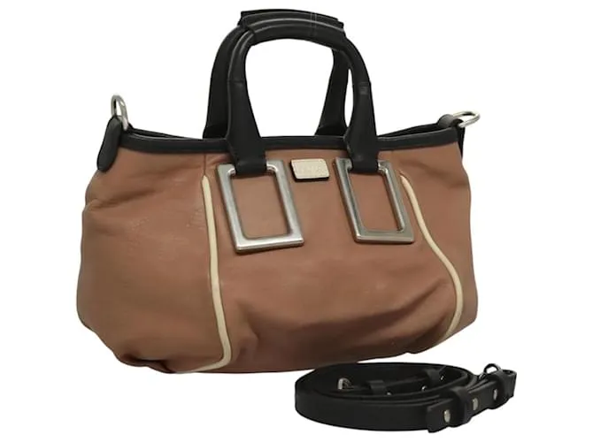 Chloé Etel Borsa a Mano in Pelle 2 in 1 Rosa Argento Auth BA3474