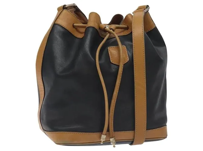 Céline Borsa a Spalla CELINE in Pelle Nera Oro Auth BA3171 Nero D'oro