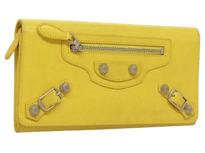 BALENCIAGA Portafoglio Lungo in Pelle Giallo 233599 Auth SW1010