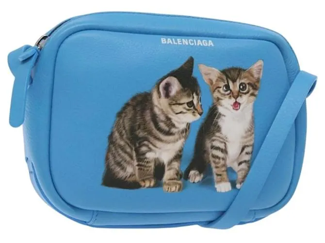 Borsa BALENCIAGA Borsa a Filo Borsa Quotidiana Pelle Blu Argento 489809 Auth bs27101