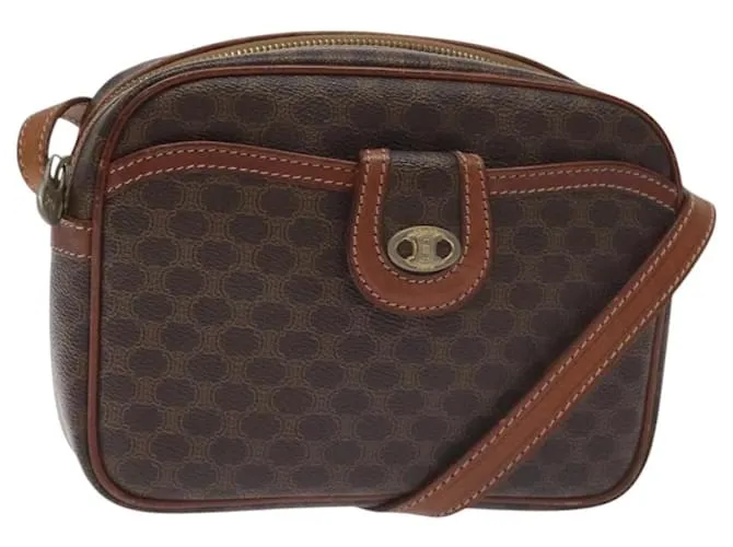 Céline Borsa a spalla in tela Macadam CELINE in pelle PVC marrone oro Auth 130409 D'oro