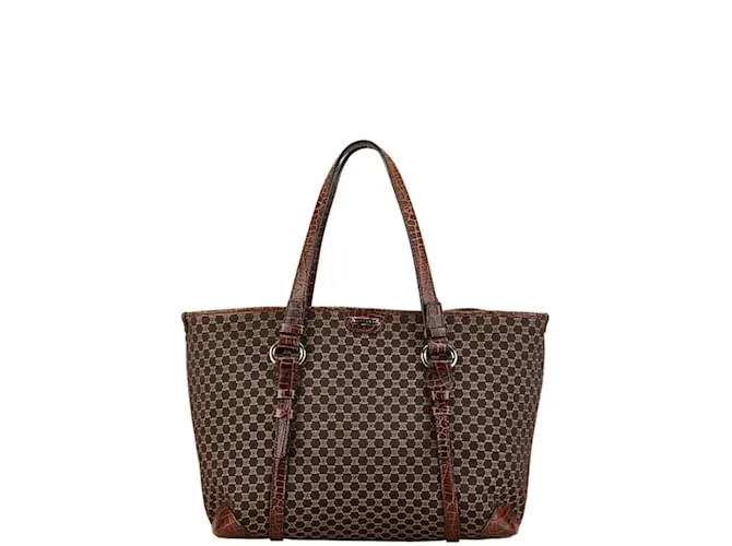 Céline Borsa tote in pelle di agnello con stampa coccodrillo Celine Macadam Marrone