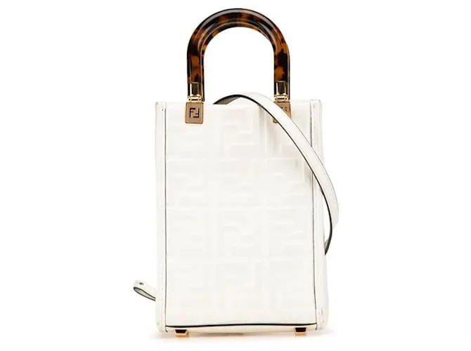 Borsa a mano Fendi Sunshine Shopper Marrone Bianco