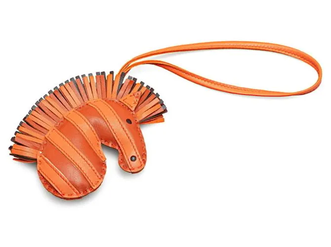 Borsa charm con motivo zebra Savannah GZ di Hermès Marrone Rosso