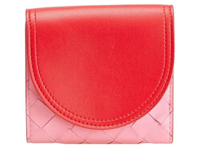 Portafoglio Bifold Intrecciato di Bottega Veneta Rosa Rosso