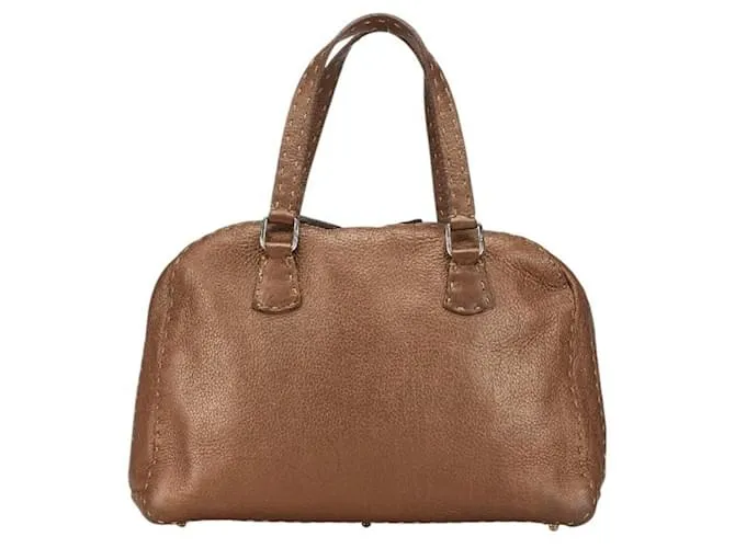 Borsa Boston Mini Selleria di Fendi Marrone